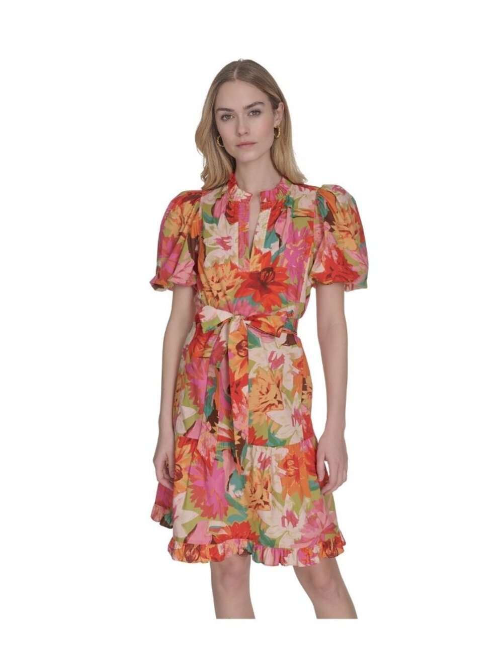 Vince Camuto Women Elbow-length Sleeves Cotton V-Neck Dress Red Pink Size 8 $138